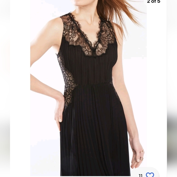 BCBG MAXAZRIA ANGELEA LACE-TRIM PLEATED DRESS Size 0 - Picture 5 of 13
